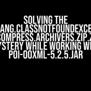 Solving the java.lang.ClassNotFoundException: org.apache.commons.compress.archivers.zip.ZipArchiveInputStream Mystery while Working with poi-ooxml-5.2.5.jar